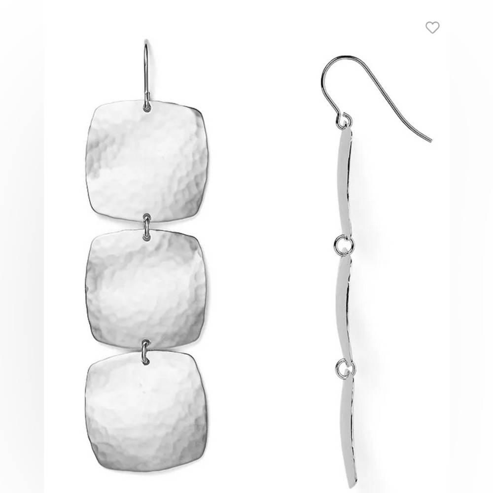 Sterling silver hammered cushion drop earring